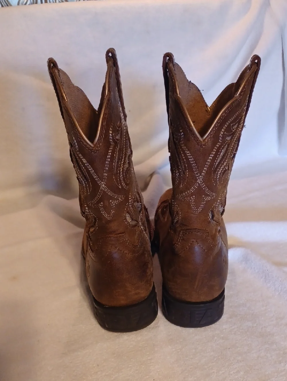 Ariat Brown Suede Western Boots with Embroidered Shaft Big Girl 4.5
